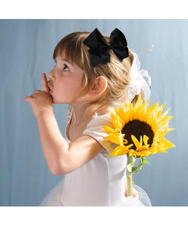 Sibba 6 Inch Vintage Ribbon Hair Bows Clips Barrettes - 2 Piece Black Ponytail Holder for Girls and Women | Cheerleading Hairpin for Christmas & Valentine's Day - Buy Online on GoSupps.com