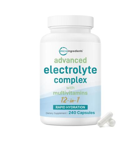 Advanced Electrolyte Complex Capsules for Hydration 240 Count Salt Pills with Himalayan Pink Salt Sodium Potassium & Magnesium Sugar Free Electrolyte Tablets with Vitamin D3 & B1 Zinc