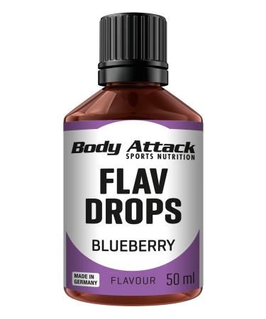 Body Attack Flav Drops 4 x 50 ml BlueBerry aroma drops for food sugar -free flavor drops without calories vegan & quality made in Germany Blueberry 50 ml (4 Pack)