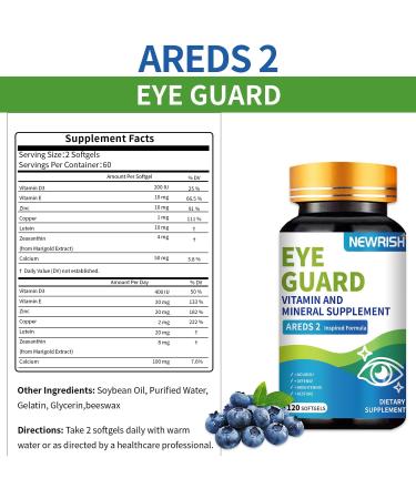 Newrish AREDS 2 Formula 120 Softgels - High Potency Lutein & Zeaxanthin Non-GMO Gluten-Free Multivitamin Mineral Supplement - Buy Online on GoSupps.com