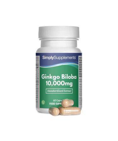 Ginkgo Biloba 10 000mg | 60 Capsules | High Strength Extract to Reduce Tiredness & Fatigue | Vegan & Vegetarian Friendly | Manufactured in The UK