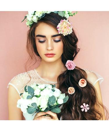 Bohemian Flower Hair Clip Set - 21 Multicolor Rose Barrettes for Women, Girls, Boho Brides - Wedding Hair Accessories - Buy Online on GoSupps.com
