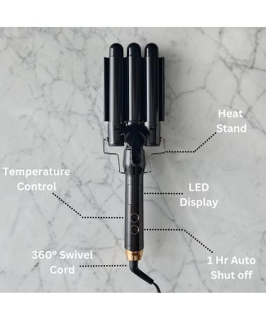 Tru Beauty Foldable 3 Barrel Curling Iron with LED Display - Quick Heat, Tangle-Free Cord - Automatic Hair Styling Tool for All Hair Types in Black - Buy Online on GoSupps.com