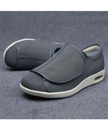 Adjustable Men's Diabetic Slippers - Wide Air Cushion Lightweight Walking Shoes in Dark Grey - Comfortable Orthopedic Footwear for Arthritis & Swollen Feet - Buy Online on GoSupps.com