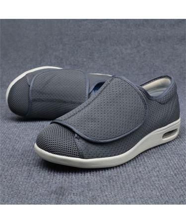 Adjustable Men's Diabetic Slippers - Wide Air Cushion Lightweight Walking Shoes for Elderly with Arthritis & Swollen Feet - Size 11, Dark Grey - Buy Online on GoSupps.com