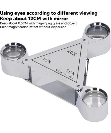 Magnifying Glass 3 Lens Zinc Alloy Magnifying Glass High Magnification Clear Magnification Effect with Storage Bag for Jewelry Identification for Jewelers - Buy Online on GoSupps.com