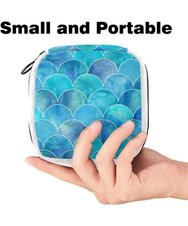 GIAPB Blue Mermaid Scales Period Pad Pouch Sanitary Napkin Storage Bag - Buy Online on GoSupps.com