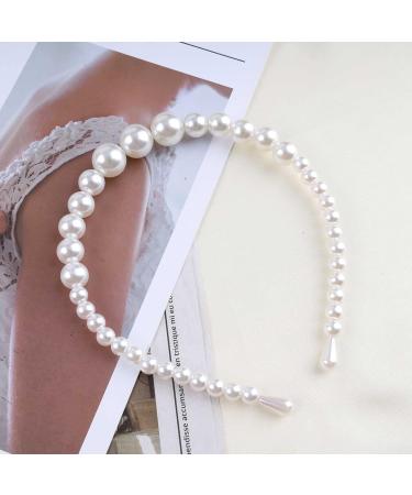 Inilbran Boho Pearl Headband Clips Vintage Pearl Hairband Hair Hoop Pearl Braided Headband Headwear White Pearl Hairband Hair Piece Headband Hair Accessories for Women and Girls Style A - Buy Online on GoSupps.com