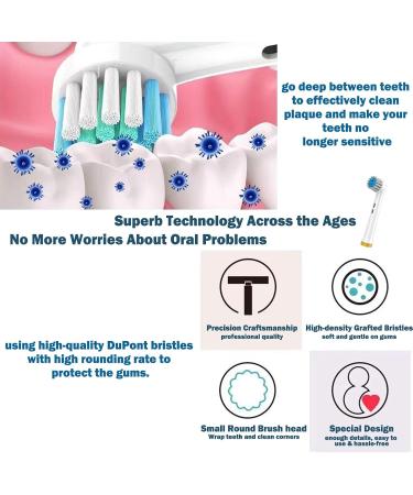 Sensitive Clean Electric Toothbrush Heads for Adults - 4 Pack Replacement for Oral-B 7000/Pro 1000/9600/5000/3000/8000 | Professional Gum Care - Buy Online on GoSupps.com