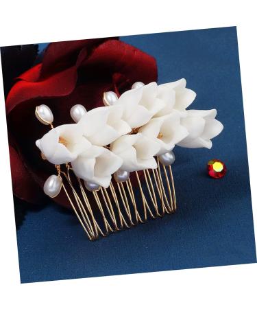 Angoily Flower Comb Floral Bridal Headpiece Floral Hair Clip Bridal Hair Comb Prom Headpiece Artificial Flower Hairpins Bridal Accessories Accesorios Para Beach Alloy Crystal Wig Bride - Buy Online on GoSupps.com