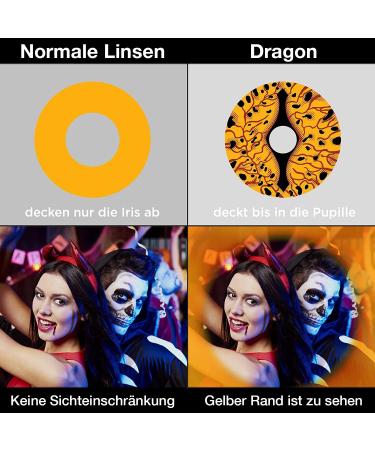 Buy Colored Fiery Dragon Contact Lenses | Opaque & Intense Colors | Free Lens Containers | Drogon Cosplay Lenses for Halloween & Carnival | -1.50 Diopters | 14mm Diameter - Buy Online on GoSupps.com