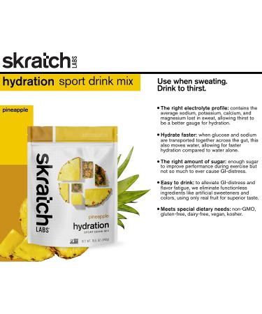 Skratch Labs Pineapple Hydration Drink Mix - 20 Servings - Electrolyte Powder for Exercise and Performance - Non-GMO, Vegan, Gluten Free - 15.5 Ounce - Buy Online on GoSupps.com