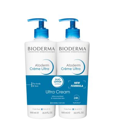 Bioderma Atoderm Ultra Cream Duo Pack Hydrating Body Moisturizer for Normal to Dry Sensitive Skin 2x16.9 Fl Oz 16.9 Fl Oz (Pack of 2)