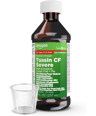 Amazon Basic Care Tussin Severe CF Max Syrup - Multi-Symptom Cough Cold Flu Medicine - Non-Drowsy Relief - 8 Fl Oz - Buy Online on GoSupps.com