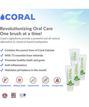 Coral White Nano Silver Mint Toothpaste - Natural Fluoride Free Teeth Whitening - SLS Free - Coral Calcium & Nano Silver Infused - 4 Ounce (Pack of 4) - Buy Online on GoSupps.com