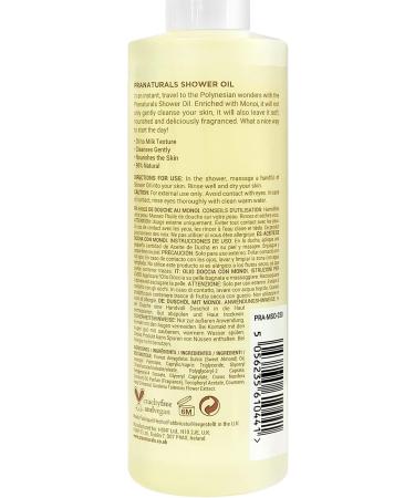 Pranaturals Shower Oil with Polynesian Monoi 250ml - Natural Body Wash Cleanser - Suitable for all Skin Types - Vegan & Cruelty Free - Buy Online on GoSupps.com