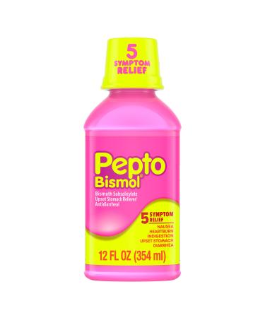 Pepto Bismol Liquid for Nausea Heartburn Indigestion Upset Stomach and Diarrhea Relief Original Flavor 12 oz