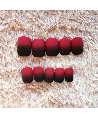 MENILITHS 24Pcs/Set Press On Nails Gradient Wine Red Frosted Bride Style Patch False Nails Acrylic Fake Nails Full Cover Nails Tips Artificial Finger Manicure Press on nails for Women and Girls - Buy Online on GoSupps.com