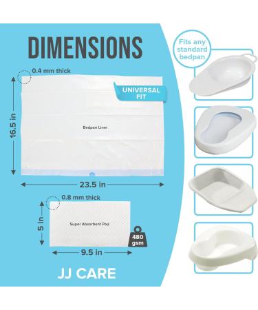 JJ CARE Bedpan Liners (Pack of 35) - Super Absorbent, Leak-Proof Disposable Bags for Elderly, Medical Grade - Buy Online on GoSupps.com