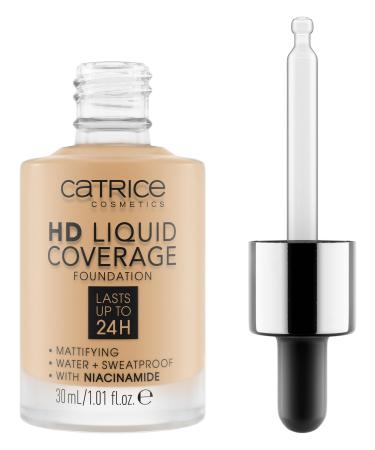 Catrice HD Liquid Coverage Foundation No. 036 nude long -lasting matt matt for impure skin vegan oil -free waterproof without alcohol 1 -pack (30ml) 036 Hazelnut beige 30 ml (1 Pack)