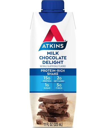 Atkins Gluten Free Protein-Rich Shake Milk Chocolate Delight 11 Fl Oz (Pack of 12) - Keto Friendly - Buy Online on GoSupps.com