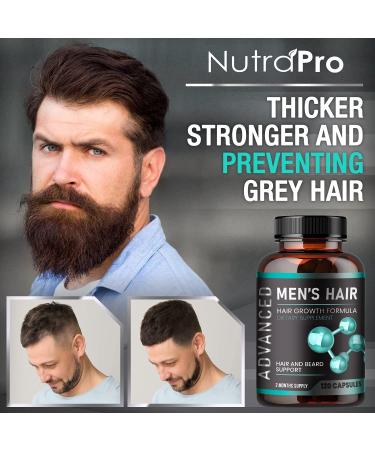 Men's Hair Growth Vitamins - Anti Hair Loss Pills for Thicker Hair. Biotin & Saw Palmetto Supplement to Regrow Hair & Beard Growth - 120 Caps - Buy Online on GoSupps.com