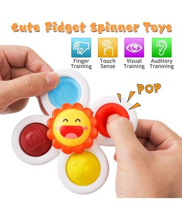 PROACC Silicone Suction Cup Spinner Bath Toys for Baby | Sensory Toy for Anxiety Relief | Travel Toys for Toddlers - 4PCS - Buy Online on GoSupps.com