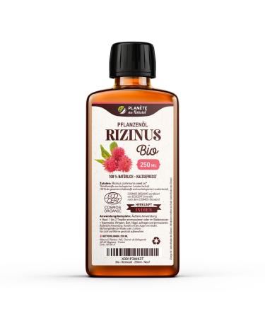 Organic Castor Oil 250 ml - 100% Pure Natural and Cold Pressed - Eyelashes Eyebrows Hair Beard Nails 250 ml (Pack of 1)