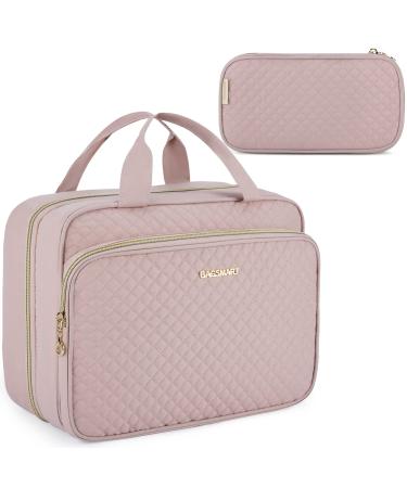 Travel Toiletry Bag, BAGSMART Toiletry Bag for Women with Makeup Bag, Water-resistant Travel Makeup Organizer with Hanging Hook for Full Sized Toiletries, Makeup Brushes, Travel Accessories, Pink
