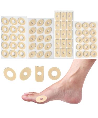 WHALE Corn Cushions for Feet 60 Pieces Soft Latex Foam Corn Pads for Bunion & Callus Relief Self Adhesive Anti Friction Corn Cushions Pad for Reducing Toes Foot and Heel Pain 4 Models (60PCS)