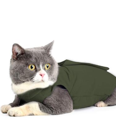 Ouuonno Cat Wound Surgery Recovery Suit for Abdominal Wounds or Skin Diseases After Surgery Wear Pajama Suit E-Collar Alternative for Cats and Dogs (S Armygreen) Armygreen Small - Buy Online on GoSupps.com
