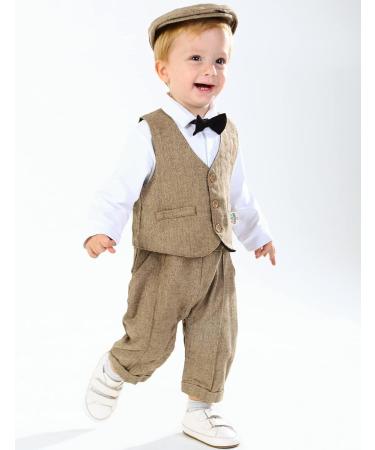 Mint Green Baby Boy Romper Suit Infant Gentleman Jumpsuit 3-6 Months Brown - Buy Online on GoSupps.com