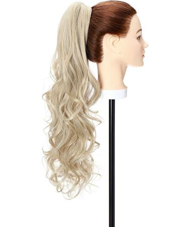 S-noilite Curly Wavy Ponytail Extension | Clip-In Synthetic Hairpiece 24 Ash Blonde Mix Bleach Blonde - 155g - Buy Online on GoSupps.com