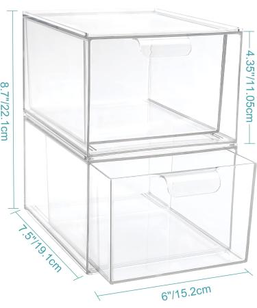 Vtopmart 2 Pack Stackable Acrylic Makeup Organizer Drawers - Clear Bathroom Storage Bins for Vanity, Kitchen, and Pantry Organization | 4.4'' Tall - Buy Online on GoSupps.com