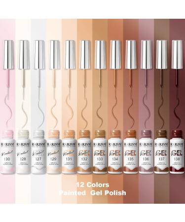 RARJSM Nude Liner Gel Nail Polish Set - 12 Colors 5ml with Thin Sharp Brush for Nail Art, Swirl Nails, and Striping - Soak Off, Curing Required - 12pcs Nude Color Set - Buy Online on GoSupps.com