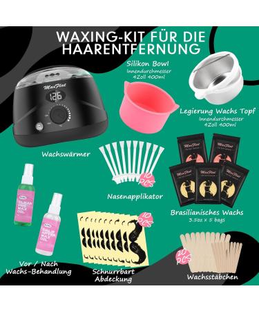 MaxFlat Digital Waxing Set - Complete Kit with 51 Accessories | Hard Wax Pot & 17oz Brazilian Wax for Full Body Armpit & Bikini Waxing - Ideal for Women & Men - Buy Online on GoSupps.com