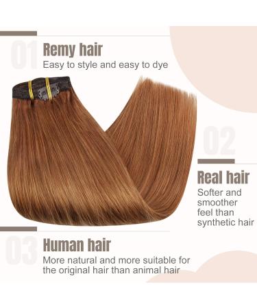 Fshine 22 Inch Auburn Clip-In Extensions | Real Hair Seamless 7 Pcs 120g - PU Shot #350 - Buy Online on GoSupps.com