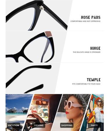 SERONI TR90 Cat Eye Blue Light Blocking Glasses for Men & Women | Anti-UV Computer & Reading Glasses | Leopard-Blue 66mm - Buy Online on GoSupps.com