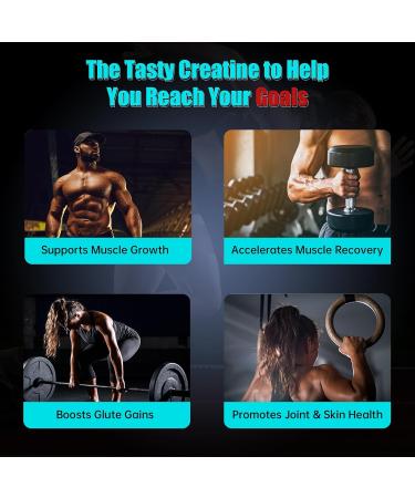 Creatine Monohydrate Gummies for Men & Women - 5g Pure Creatine Monohydrate for Enhanced Muscle Growth Strength - Vegan Sugar-Free Low-Calorie - Blueberry Flavor - 120 Count (Blueberry) - Buy Online on GoSupps.com