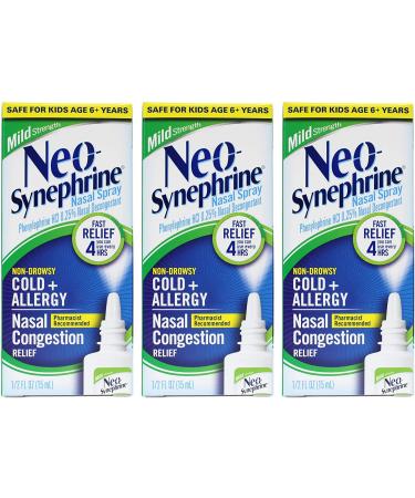 Neo-Synephrine Nasal Spray ,MILD Formula, 0.5-Ounce (Pack of 3)
