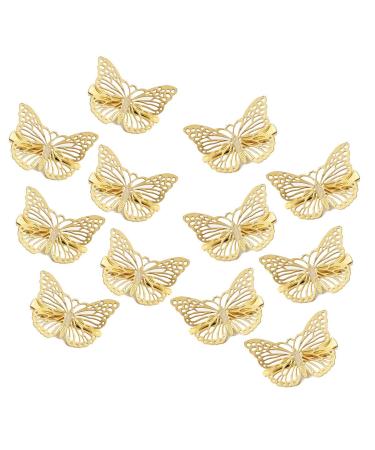 OBTANIM Butterfly Hair Clips  12 Pcs Cute Metal Butterfly Hair Claw Pins Barrettes Accessories for Girls and Women (Gold) 12 Count (Pack of 1) Gold