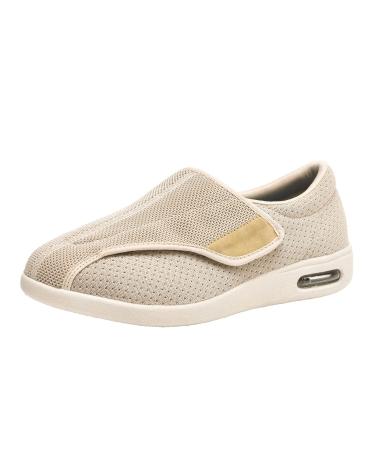 ALASON Diabetic Orthopaedic Shoes Mens Comfy Outdoor Sneakers Extra Wide Shoes for Swollen Feet Arthritis Edema Diabetic Beige 52