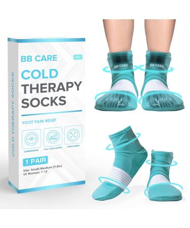 BB CARE Cold Therapy Socks - Reusable Cooling Socks for Hot Feet - Ice Socks for Feet - Ice Bath Socks for Plantar Fasciitis  Arthritis  Postpartum Foot  Sprains & Swelling - Blue 9.8 inch Medium Blue (Medium  9.8 Inch)