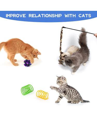 Wefine 20 Pcs Cat Toys for Indoor Kitten Collapsible Cat Tunnel for Indoor Cat Interactive Cat Feather Wand Ball Spring Mice Toy for Cat Puppy Kitty Kitten 20pcs Rainbow - Buy Online on GoSupps.com