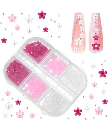 3D Flower Nail Charms 2 Boxes 3D Acrylic Flower Nail Art Metal Butterfly Nail Charms With Nail Gems Half Round Pearls Manicure Y2k Nail Art Accessories for Women Girls - Buy Online on GoSupps.com