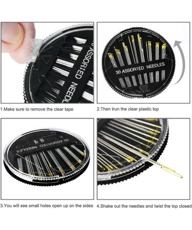 30-Count Premium Hand Sewing Needles Kit for Sewing Repair & Embroidery - Large Eye Sharp Needle Set for Cross Stitch with 2 Threaders - Buy Online on GoSupps.com