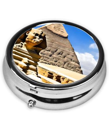 Buy Pyramids of Egypt Round Pill Box - 3 Compartment Mini Travel Organizer for Vitamins & Medicines - Buy Online on GoSupps.com