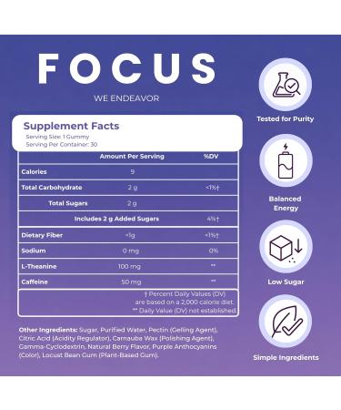 Caffeine and L-Theanine Gummies Berry Flavor Smooth Energy and Calm Focus with 50mg Caffeine and 100mg L-Theanine per Gummy Clean Crash-Free Energy Gummies for Work Study & Daily Productivity 30 Count - Buy Online on GoSupps.com