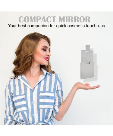 YVXY Compact Mirror - Unbreakable Stainless Steel Folding Travel Mirror with PU Leather Case (White) - Buy Online on GoSupps.com