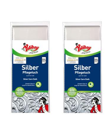 Poliboy - silver care cloth - Special polish cloth for the care and cleaning of real silver and silver -plated objects - 28 x 37 cm - 2 Pack - Made in germany silver care cloth 2 pieces (1 Pack)